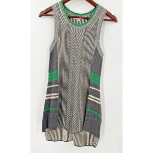 CAbi Gray and Green Sleeveless Cowl-Style Knit Tunic